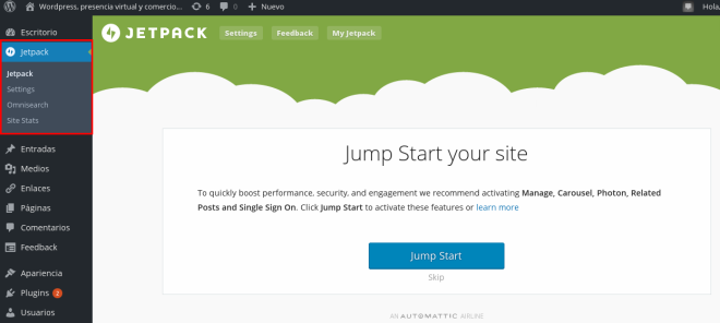 Nueva sección para el plugin instalado