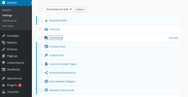 Activar funciones de Jetpack