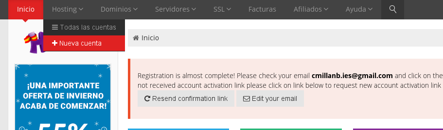 Añadir un nuevo hosting (almacenamiento web)