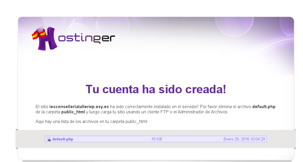 Aspecto de la cuenta nada más crearla.