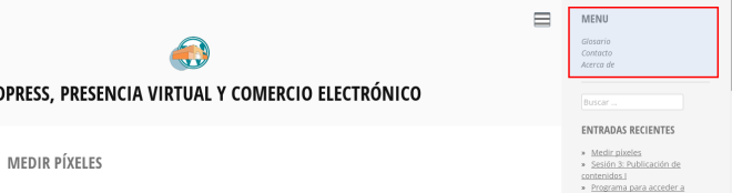 El tema seleccionado muestra el menú de páginas como primer elemento de la barra lateral