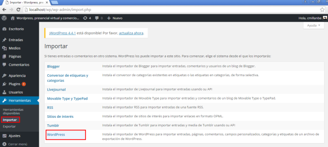 Importar contenidos a nuestro servidor